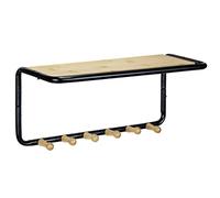 Appendiabiti Da Parete Con 1 Ripiano E 6 Ganci In Bambù In Metallo Nero