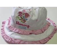 'Maximo fille Chapeau Blanc avec bord à carreaux, motif fleurs Blanc/rose, Taille 48