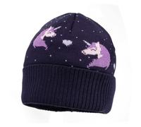 maximo - Girl's Unicorn Beanie with Turn-up and Lining - Berretto 47-49 cm blu