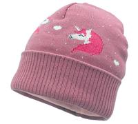 maximo - Girl's Unicorn Beanie with Turn-up and Lining - Berretto 49-51 cm fuchsia
