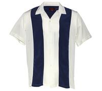 Maximos Uomo Retrò Classico Bicolore Bowling Casual Camicia Charlie Sheen