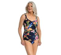Maxine of Hollywood Over The Shoulder Shirred One Piece Swimsuit Costume Intero, Multi//Mystic Garden, 48 Donna