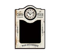 MAXIOCCASIONI Lavagna con Orologio, Cornice Bianca, Vintage, Cucina, Bar, Cafe