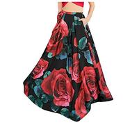 Maxirock - Gonna lunga da donna, estiva, a forma di fiore, stile vintage, linea ad A, gonna da spiaggia, in chiffon, per il tempo libero, per l'estate, Z1 nero., M