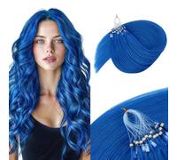 MAXITA Microlink EasyFit - Extension per capelli umani, 45,7 cm, 25 g, 25 s | Extension per capelli con micro loop blu, punta colorata, effetto evidenziatore, possono essere acconciate