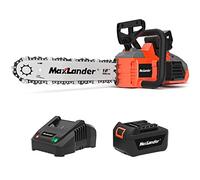 MAXLANDER Kit di sega a catena a batteria senza fili per motosega da 12 pollici con batteria e caricabatterie da 4,0 Ah, funzione freno di sicurezza
