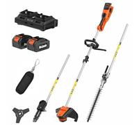 MAXLANDER Tagliasiepi da 40 V, Weed Wacker senza fili, sega elettrica da 20,3 cm e lama decespugliatore, attrezzi da giardino multiuso 4 in 1 con 2 batterie da 20 V 4 Ah e 1 caricabatterie