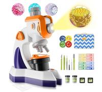 MAXLAPTER Microscopio per Bambini 1200X con Proiettore: Microscopio con Vetrini Preparati e Borsa per la Conservazione - Regali di Scienza Edu per Bambini Principianti di 8-12 Anni (Arancione-Viola)