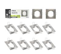 Maxled, Light is Led! 10 Pezzi Cornice Faretti LED Incasso GU10 Portafaretto Incasso Foro 65 x 65mm per LED Alogeno Portalampade GU10 Quadrato Nichel Alluminio Dimensioni: 85mm x 85mm x 32mm
