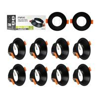 Maxled, Light is Led! 10 Pezzi Cornice Faretti LED Incasso GU10 Portafaretto Incasso Foro Φ72mm per LED Alogeno Portalampade GU10 Rotondo Nero Alluminio