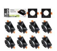 Maxled, Light is Led! 10 Pezzi Cornice Faretti LED Incasso GU10 Portafaretto Incasso Foro 73 x 73mm per LED Alogeno Portalampade GU10 Quadrato Nero Alluminio