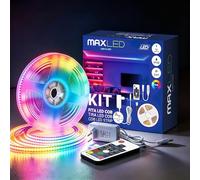 Maxled, Light is Led! Striscia LED COB RGB 5M/16.40FT con Telecomando 576 LED/M 24V Autoadesiva CRI90+ Flessibile Striscia Luminosa DIY con Alimentatore AC/DC per Interni, Cucina e Decorazioni