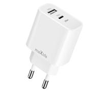 Maxlife Caricabatterie da muro porta USB e USB-C Power Delivery 20W, Bianco