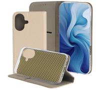maxlife Smart Magnet Custodia per iPhone 16 Dorato 6,1 Pollici - Custodia a Libro con Tasca per Carte - Cover Magnetica con Funzione Stand - Custodia in Similpelle con Telaio Antiurto in TPU
