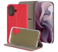 maxlife Smart Magnet Custodia per iPhone 16 Plus Rosso 6,7 Pollici - Custodia a Libro con Tasca per Carte - Cover Magnetica con Funzione Stand - Custodia in Similpelle con Telaio Antiurto in TPU