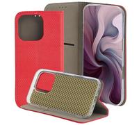 maxlife Smart Magnet Custodia per iPhone 16 Pro Rossa 6,3 Pollici - Custodia a Libro con Tasca per Carte - Cover Magnetica con Funzione Stand - Custodia in Similpelle con Telaio Antiurto in TPU