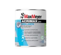 MAXMEYER ACRIMAX PRO smalto acrilico all'acqua brillante per interni/esterni con acrilite (Bianco 0,75 Litri)