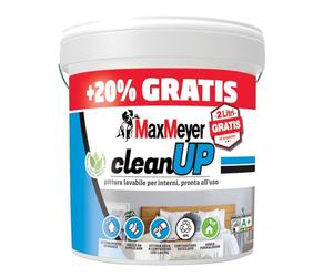 MAXMEYER cleanUP Pittura Lavabile per Interni, Bianco Opaco, Senza Formaldeide, Pronta all'Uso, 12 l