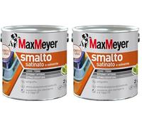 MAXMEYER Smalto a solvente per ferro e legno satinato BIANCO R9010 2 L (Confezione da 2)