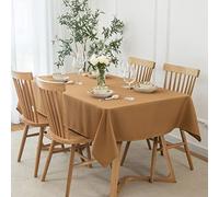 maxmill Textured Rectangular Tablecloth Water Resistance Antiwrinkle Spillproof Soft Jacquard Table Cloth for Fall Harvest Thanksgiving Parties and Holiday Dinners, 60 x 104 Inch, Amber Bronze