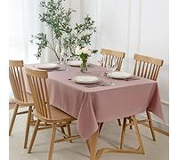 maxmill Tovaglia in finto lino, antimacchia, impermeabile, resistente alle pieghe, lavabile, decorazione in tessuto per sala da pranzo, banchetti, feste, cene, rettangolare, 152 x 305 cm, rosa antico