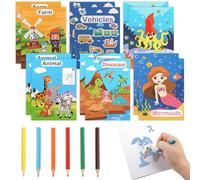 Maxmoc 12 libri da colorare per bambini + 6 matite colorate, mini libro da colorare con 12 pagine ciascuno, ideale per bambini dai 3 ai 6 anni, perfetto per viaggi e feste