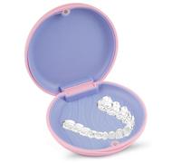 Maxmoc Scatola per parentesi graffe,Scatola per denti,Scatola per protesi rotonda,Scatola per binari portatili, Colore: rosa., ca. 87 mm × 22,5 mm, rosa