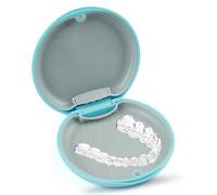 Maxmoc Scatola per parentesi graffe,Scatola per denti,Scatola per protesi rotonda,Scatola per binari portatili, Blu, Nero