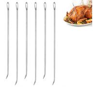 MAXMURYS Spilli da Cucina in Acciaio Inox 6 Pezzi, Aghi per Legare Carne e Pollame con Cruna Grande, per Fissare Tacchino Ripieno, Pollo, Arrosti, Involtini e Spiedini