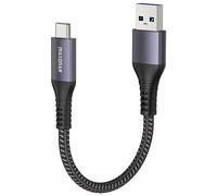 Maxonar Cavo USB C corto, 30cm/0,3m 10Gbps USB3.2 Gen2 cavo dati tipo C Android Auto QC3.0 3.1A USB A a C per Samsung Note20 Galaxy S23/S22/S21 Galaxy Z Flip 5 Pixel 8 Pro OnePlus 11 grigio