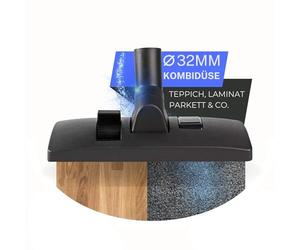 Maxorado Bocchetta combinata aspirapolvere 32 mm Blueline compatibile con ricambio per AEG Electrolux Kärcher DN32 Privileg Nilfisk Numatic Dirt Devil Philips Fam spazzola per pavimenti 32 mm