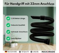 Maxorado Tubo flessibile per aspirapolvere Numatic Henry Hetty James Basil David Edward George 2,5 m I tubo di ricambio 32 mm NBV190/1, NDD570, NDD900, NPV180, NPV180 22