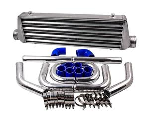 maXpeedingrods 550x180x65mm Intercooler Universale Raffreddatore Turbo Alluminio + 2.5" 64mm Manicotto Compatibile Kit di Tubi Tubazioni Turbocompressore Interrefrigeratore [EU STOCK] (Kit Completo)