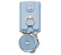 maxpo Porta carte per cellulare, supporto per telefono, resistente all'acqua, multiuso, 2 scomparti per carte di credito, portafoglio adesivo con supporto e cordino anti-goccia, adatto a tutti i