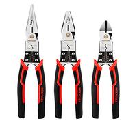 MAXPOWER 3 Pezzi di Buona Qualità Set di Pinze per Guardalinee/Taglierine Laterali/Pinze a Becco Lungo Set di Strumenti Comodo Set di Strumenti (3 Pezzi, Rosso)