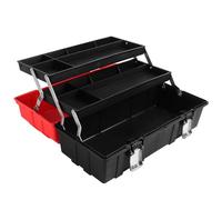 MAXPOWER Cassetta degli Attrezzi Vuota 42x18x17 cm - Valigetta Portautensili a 3 Livelli in Plastica Robusta con Chiusura in Metallo, Alta Capacità di Carico, per Officina, Fai da Te e Manutenzione