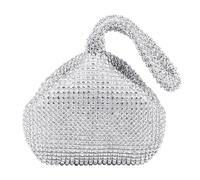 MAXQUU 1 borsa da sera con strass, pochette argentate, pochette da donna, borsa da sera retrò, adatta per feste, banchetti di nozze, cocktail party, bianco