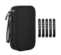 MAXQUU 1 borsa organizer per cavi elettronica da viaggio con 5 cinghie per cavi, custodia impermeabile per accessori (nero), Nero , 19 * 11 * 6,5 cm, valigetta