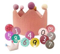 MAXQUU 1 cappello a corona di compleanno con numero da 0 a 9, una forcina, mussola in tessuto, cappello per feste di compleanno per ragazzi e ragazze, decorazioni per feste di bambini (rosa)