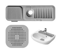 MAXQUU 1 cuscinetto di ritenzione dell'acqua e 1 coperchio per lo scarico del pavimento, per lavabo, per lavabo, in silicone, adatto per cucina, bagno (grigio)