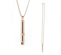 MAXQUU 1 fischietto per collana in acciaio inox, decorazione per la meditazione, relax, collana con stress, fischietto per esercizi di respirazione profonda (oro)