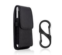 MAXQUU 1 marsupio per cellulare con 1 moschettone a forma di S, borsa da cintura in nylon Oxford da uomo, adatta per sport, campeggio (nero)