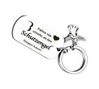 MAXQUU 1 pezzo di mini-schutzengel-schlüsselanhänger aus Edelstahl mit 1 Flanelltasche, Glücksbringer-Liebes-Schlüsselanhänger für Taschen, Schlüssel, DIY-Anhänger, Unisex-Geschenk (Silber), Einfach,