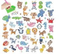 MAXQUU 1 set di circa 42 mini adesivi per animali, set artistico con diamanti 5D, set da pittura con diamanti rotondi, adesivi fai da te, adesivi decorativi da parete