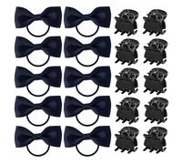 MAXQUU 10 elastici per capelli a forma di farfalla blu scuro con 10 mini forcine per capelli, fiocchi blu scuro, per ragazze, accessori per capelli da donna