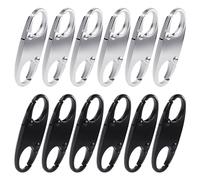 MAXQUU 12 mini fibbie regolabili, clip in metallo antifurto, fibbie in metallo intercambiabili, adatte per bagagli, zaini, portafogli (nero, argento).