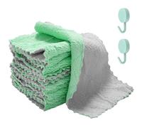 MAXQUU 12 strofinacci in velluto di corallo con 2 ganci, panno in microfibra per la pulizia a due colori, panno da cucina, panno multiuso per la pulizia della casa (grigio)