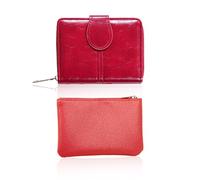 MAXQUU 2 pezzi, portafoglio in poliuretano, con più scomparti per schede, borsa quadrata, grande capacità pieghevole, porta carte multifunzione (rosso bordeaux, rosso), Colore: rosso, taglia unica,
