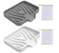 MAXQUU 2 portasapone in silicone con 2 pezzi di rete in schiuma, portasapone da bagno con portasapone, portasapone antiscivolo dal design