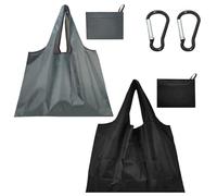 MAXQUU 2 sacchetti per la spesa pieghevoli con 2 fibbie a moschettone, borse per la spesa riutilizzabili, resistenti e impermeabili, lavabili per lo shopping, i viaggi., multicolore, 50 x 48 cm